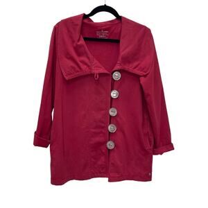 Neon Buddah Lightweight Jacket Women's Small Red Big Metal Buttons Long Line